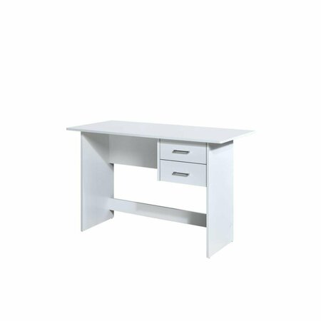 HODEDAH 29.5 x 24 x 47 in. Writing Desk with 2-Drawers, White HI425 WHITE